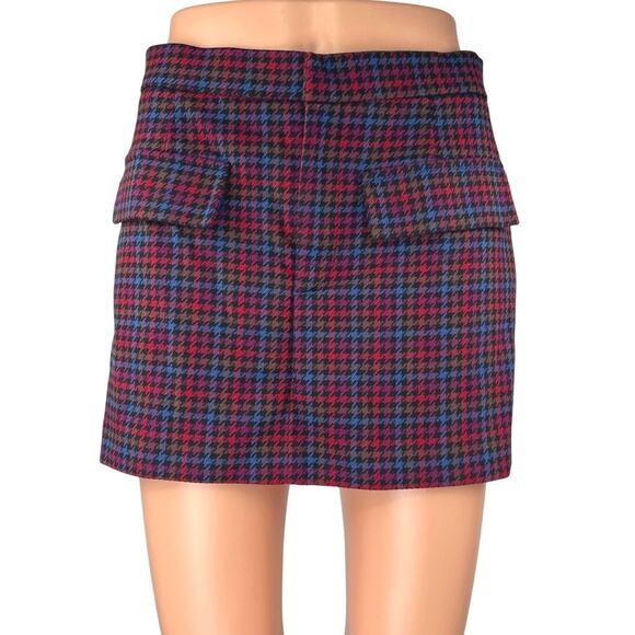 Zara Multicolor Plaid Houndstooth Pocket High Waisted Mini Skirt Skort Size M - Picture 1 of 4